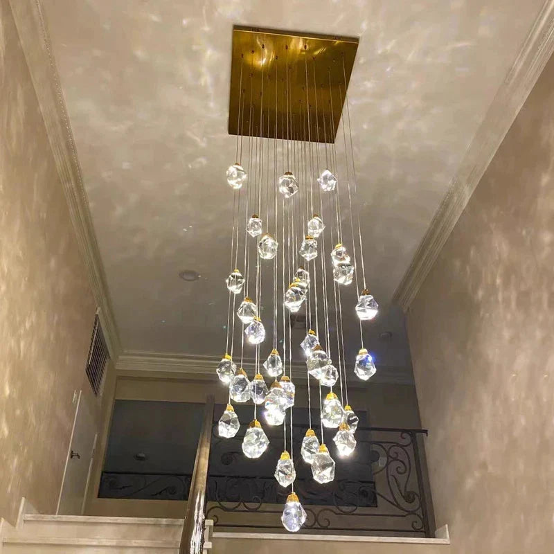 Afralia™ Diamond Crystal Ball Chandelier LED Hanging Lamp Gold Fixture