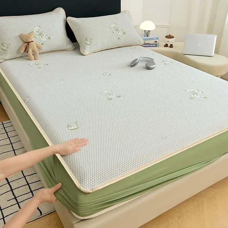 Afralia™ Little Bear Jacquard Cooling Mat: Soft, Breathable, & Durable Bed Cover