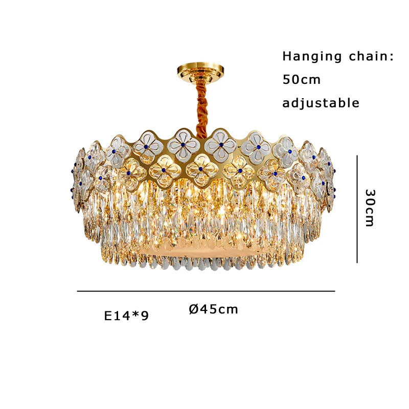 Afralia™ European Crystal Luxury Chandelier Gold Room Decor Hanglamp