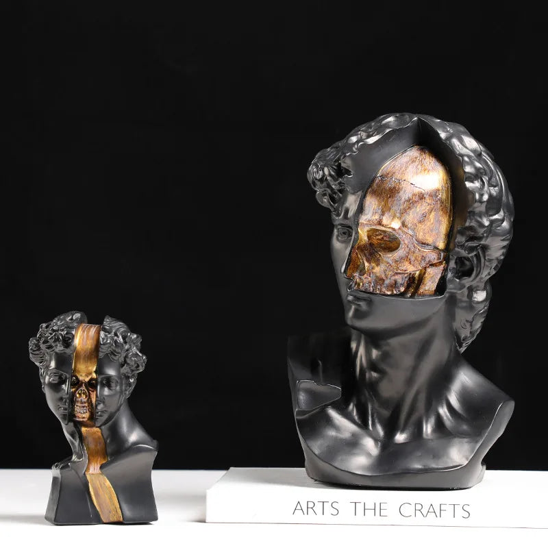 Afralia™ Golden Skeleton Abstract Resin Statue Home Decor Figure