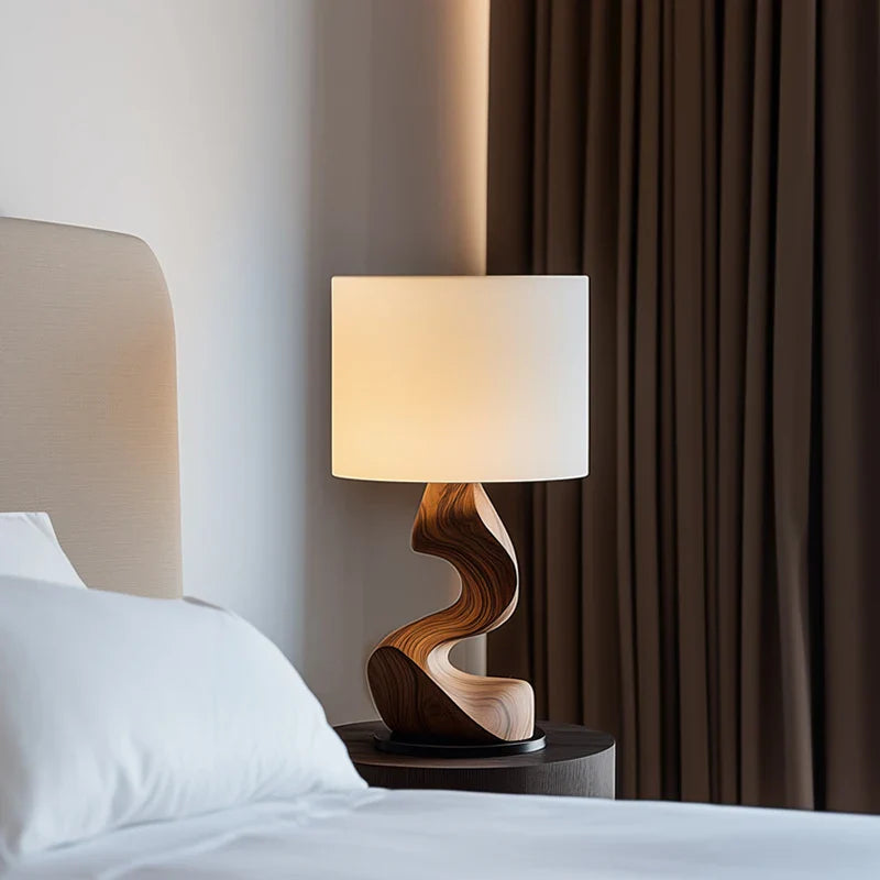 Afralia™ Solid Wood Table Lamp for Living Room, Study, Bedroom, Art Lighting