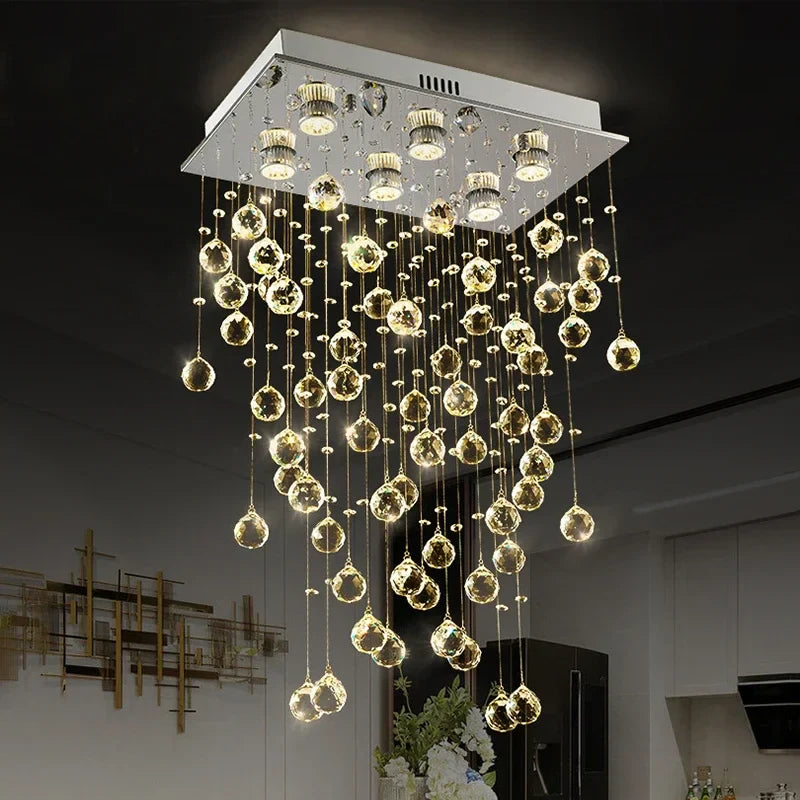 Afralia™ Luxury Led Crystal Chandelier for Living Dining Room, Elegant Home Decor Lighting