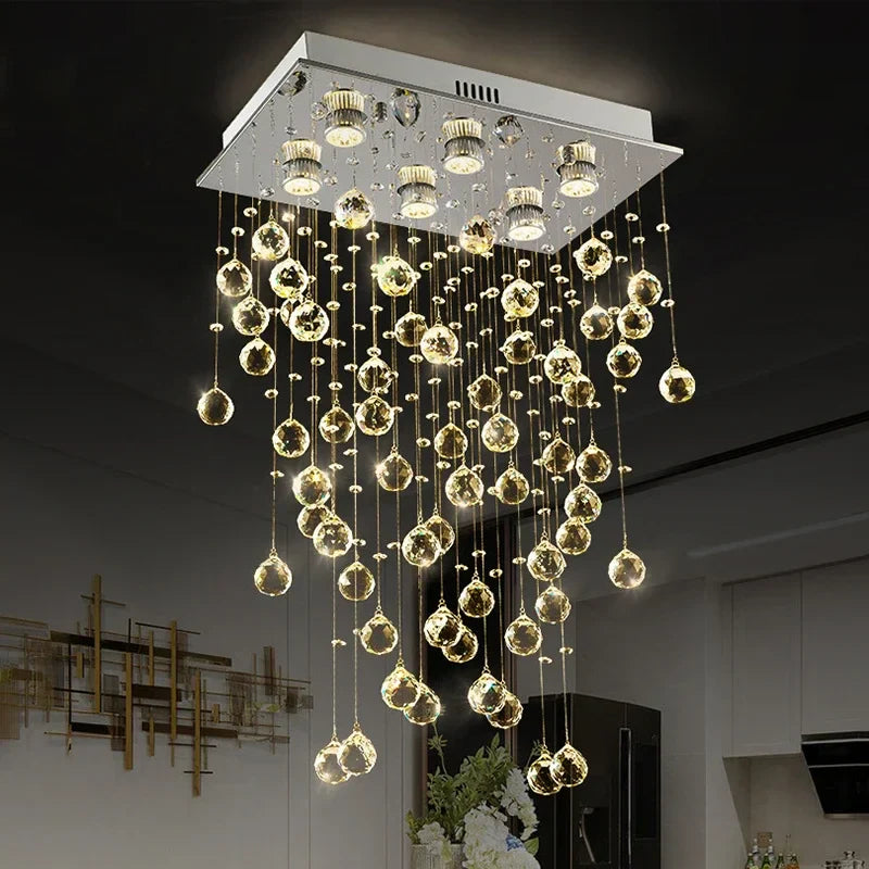 Afralia™ Luxury Led Crystal Chandelier for Living Dining Room, Elegant Home Decor Lighting