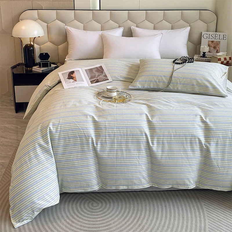 Afralia™ Striped Plaid Single Duvet Cover: Soft 100% Cotton Brushed Bedding for All Seasons