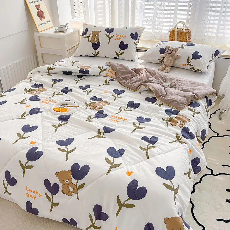 Afralia™ Double Gauze Rabbit Print Quilt: Soft, Breathable, Washable, Light Comforter