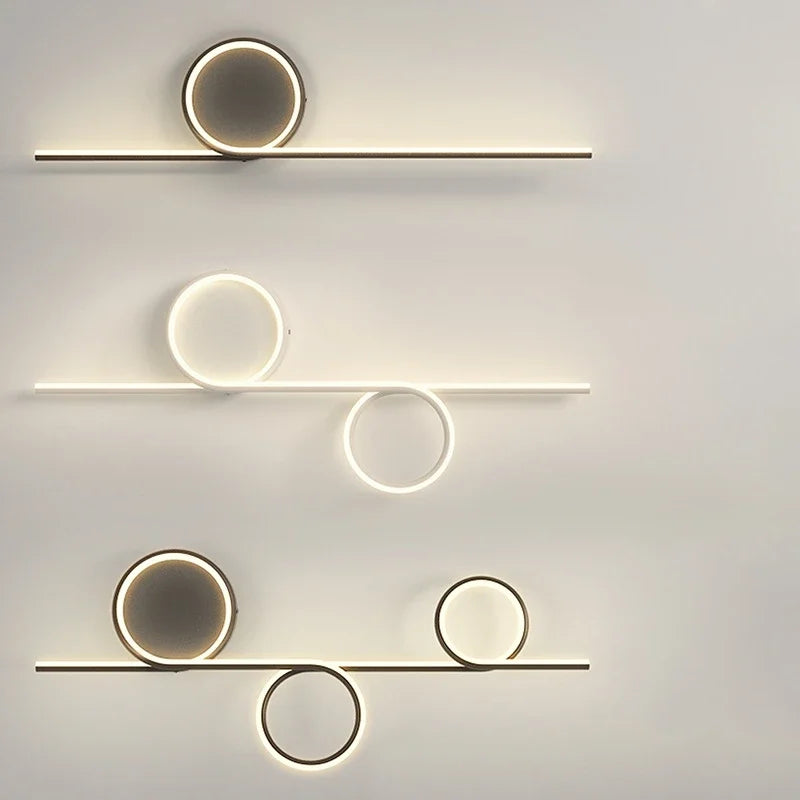 Afralia™ Circle Straight Bar Wall Lamp | Modern Nordic LED Bedroom Living Room Decor