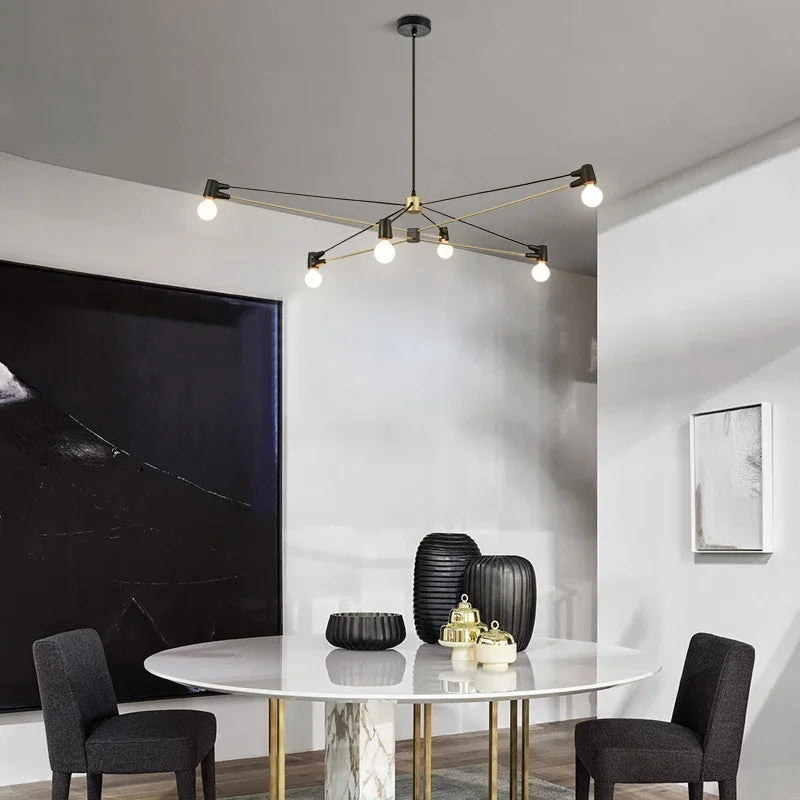 Afralia™ Geometric Lines Chandelier: Modern Nordic Indoor Lighting for Living Room and Bedroom