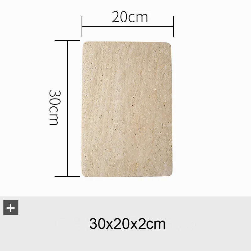 Afralia™ Beige Travertine Marble Plate for Pastry Cheese Dessert Coffee & Bathroom Essentials
