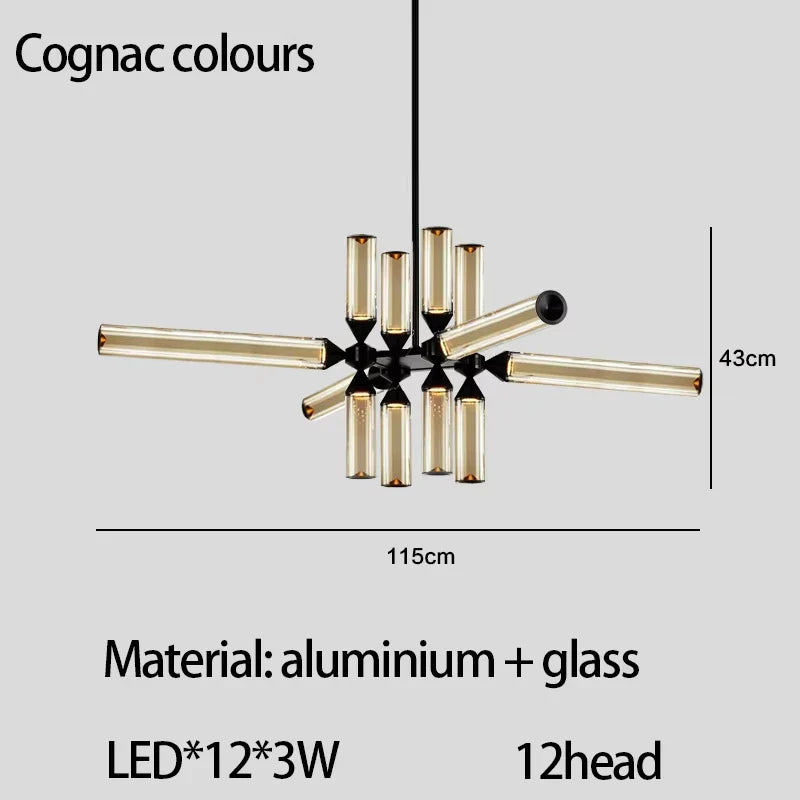 Afralia™ Glass Tube Chandelier: Modern LED Pendant Lamp for Living Room, Bedroom, Cafe, and Dining Room.