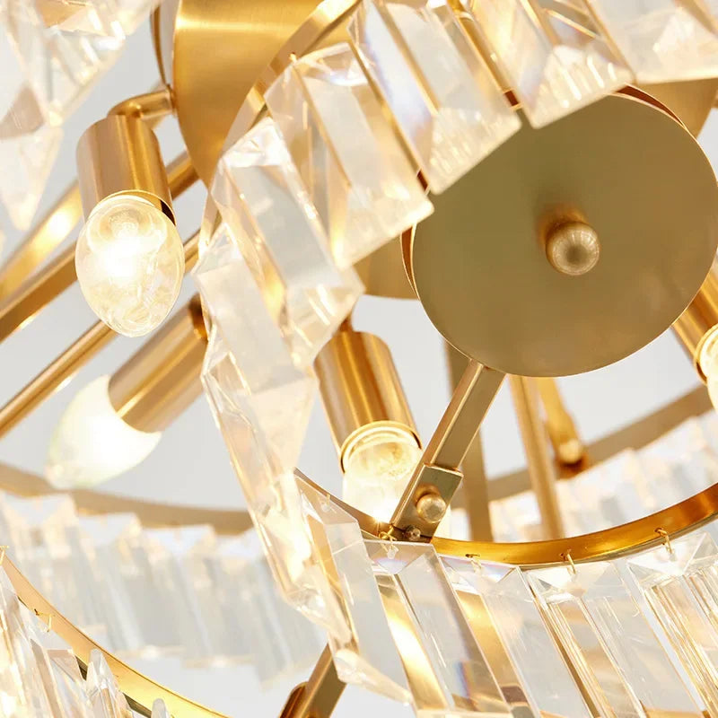 Afralia™ Golden Crystal Chandelier Pendant Light for Luxurious Living Room, Dining Room, Bedroom