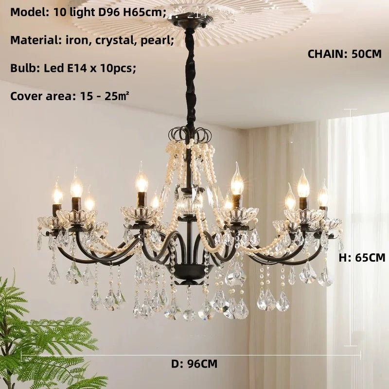 Afralia™ Black Crystal Chandelier Foyer Pendant Lights for Art Decor Luminarias