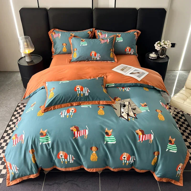 Afralia™ Pink Flowers Bedding Set in Traditional Chinese Style