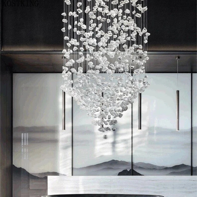 Afralia™ Crystal Chandelier: Modern LED Lighting Fixture for Staircase, Hallway, Lobby