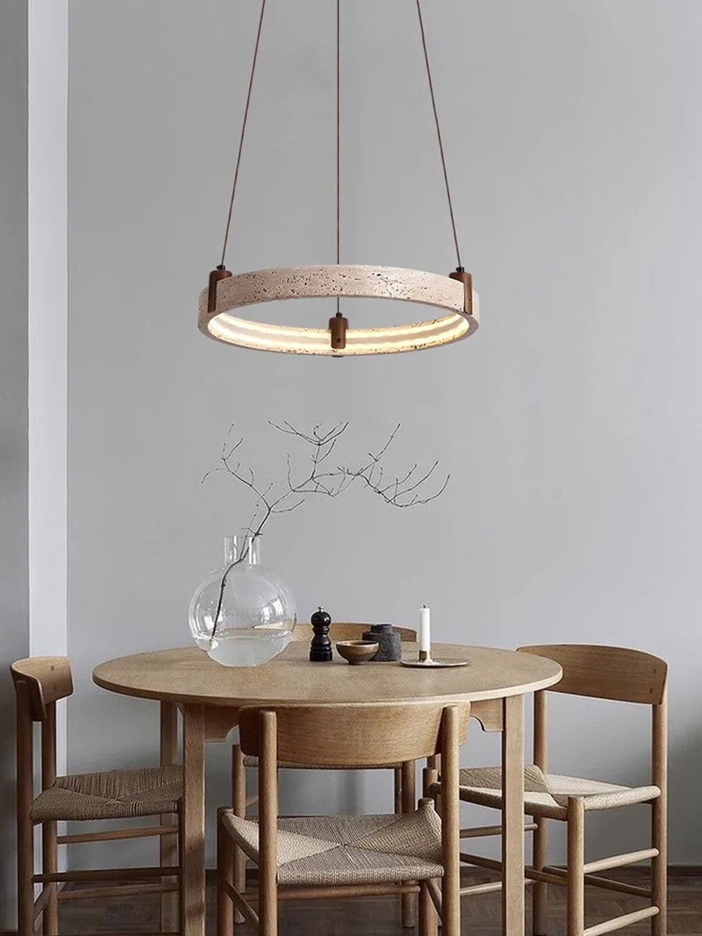 Afralia™ Stone Ring LED Chandelier Pendant Light for Living Room