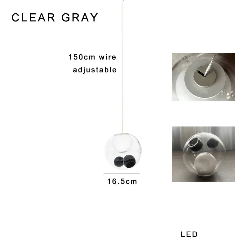 Afralia™ Clear Glass Pendant Light Dimmable LED Luxury Hanging Lamp