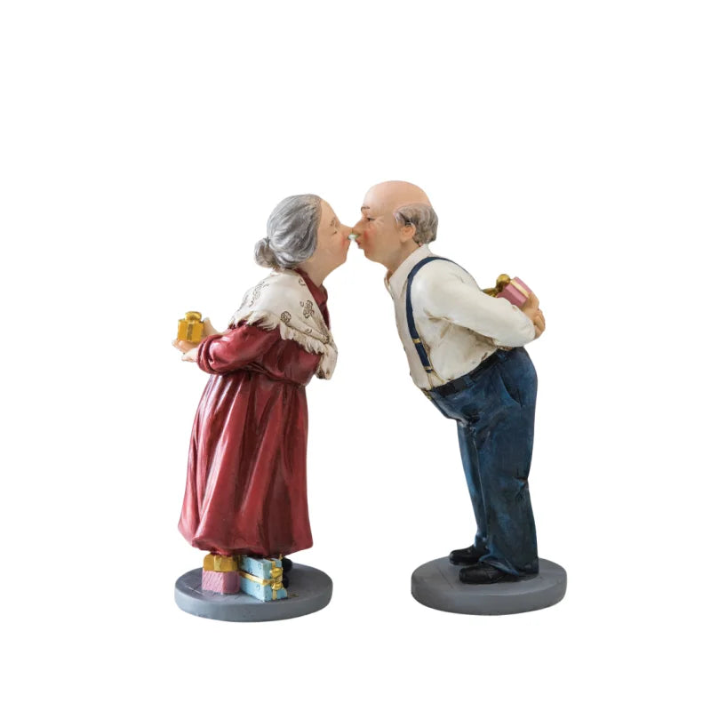 Resin Handicraft Old Couple Figure Sculpture by Afralia™ - Home Decor Figurines