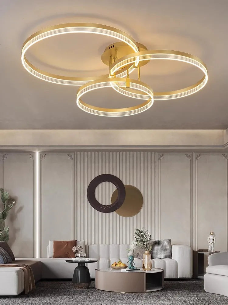 Afralia™ Acrylic Round Ring Ceiling Light LED Chandelier Modern Minimalism for Living Room and Kitchen