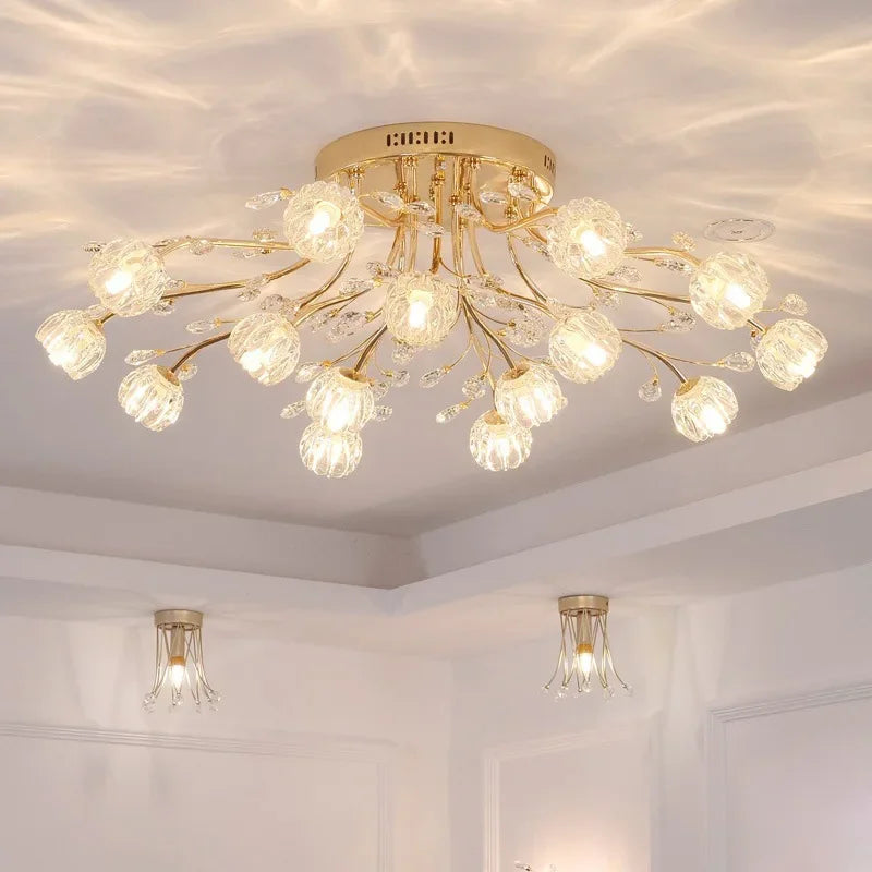 Afralia™ Crystal Ceiling Light for Modern Light Luxury Living Spaces by Samsarah Lighting