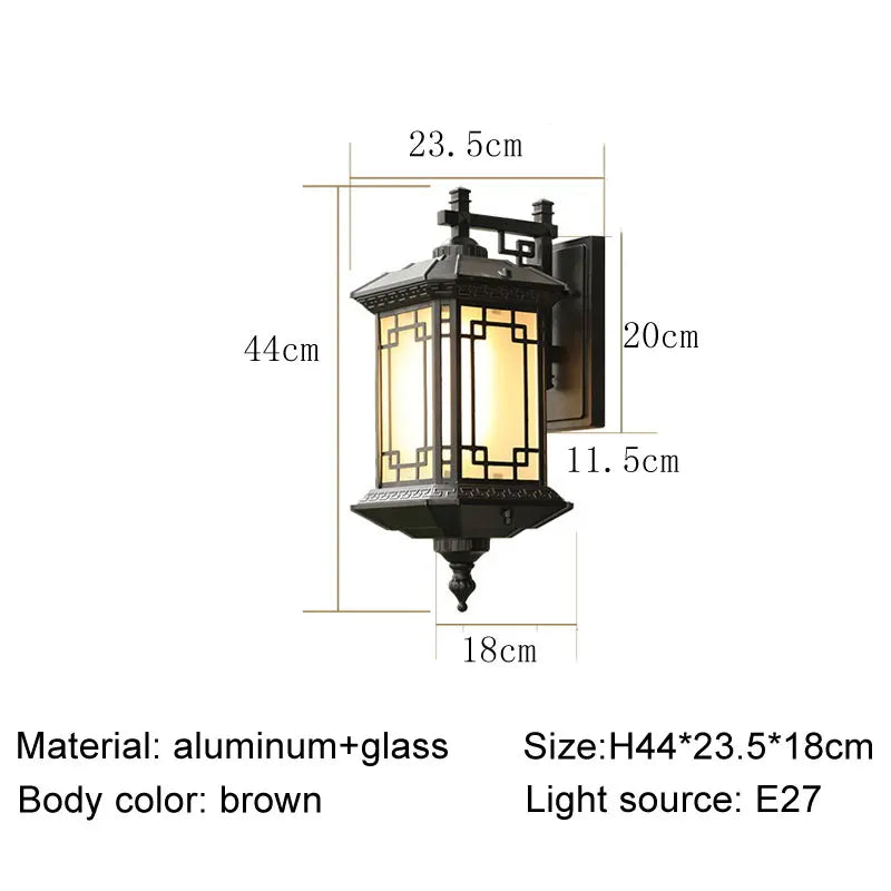 Afralia™ Outdoor Chinese Style LED Wall Lamp for Courtyard, Gate, Balcony - Waterproof Landscape Lighting