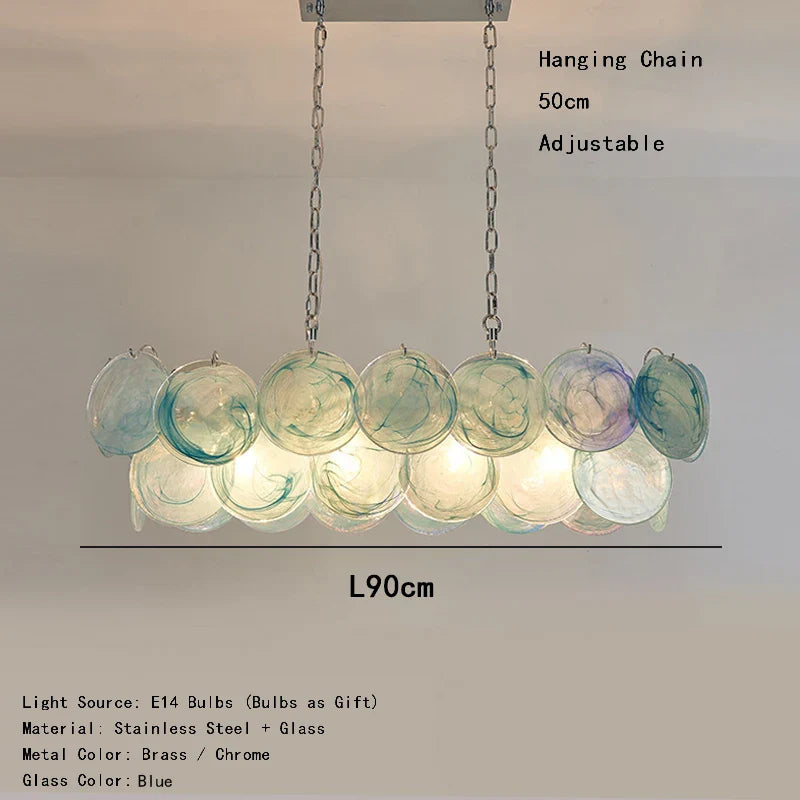 Afralia™ Mulano Blue Glass Chandelier - Elegant Art Decor for Dining Room.