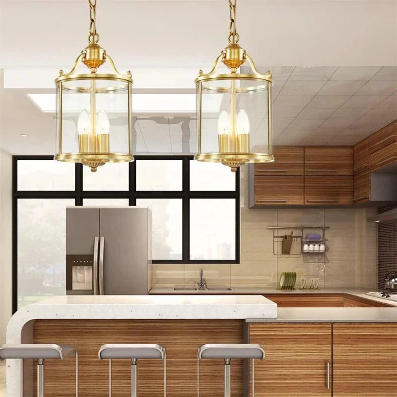 Afralia™ Bronze Glass Chandelier Pendant Light for Living Dinner Room, Corridor