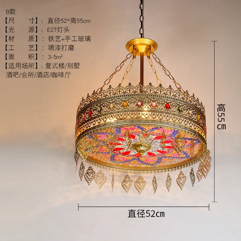 Afralia™ Bohemian Exotic Stained Glass Pendant Lights LED E27 for Home Decor & Dining