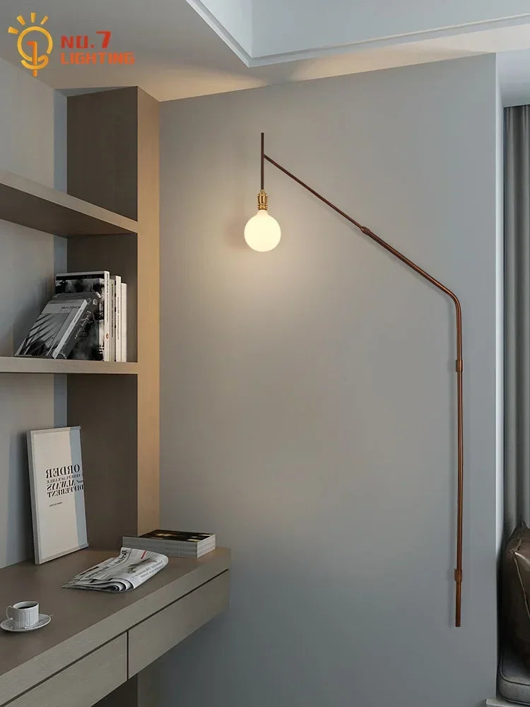 Afralia™ Gold/Black Swing Arm Telescopic Wall Lamp LED E27 - Designer Hotel Restaurant Hall