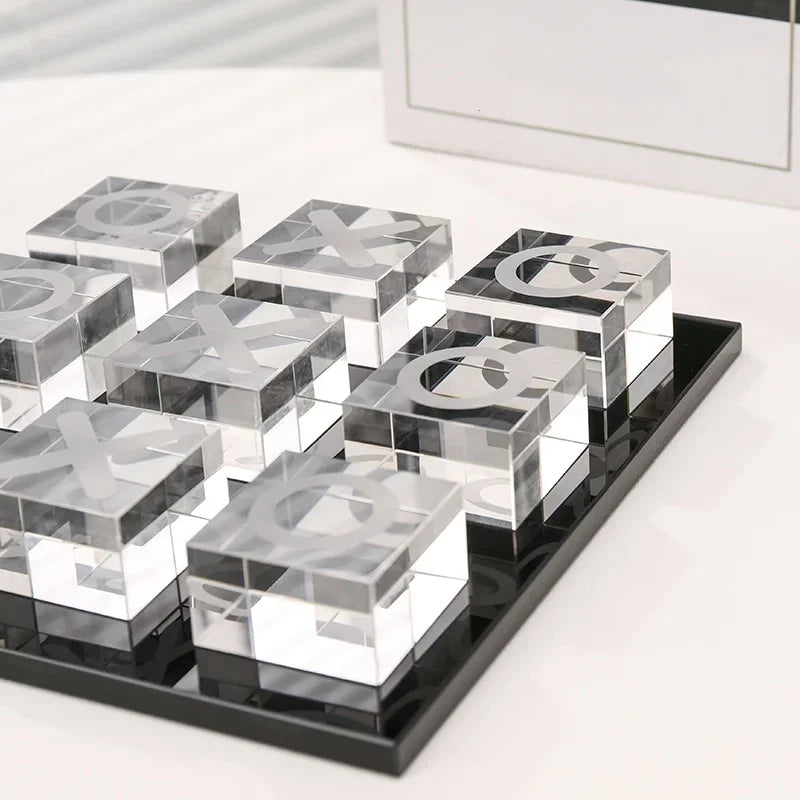 Afralia™ Geometric Crystal Chess Set Glass Craft Decor Figurines Home Decor Accessory