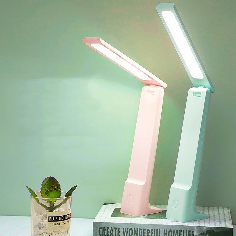 Afralia™ LED Desk Lamp: 3 Colors Touch Dimmable Foldable USB Rechargeable Reading Light