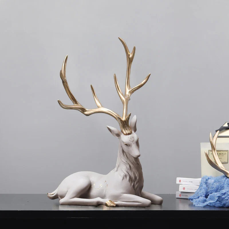 Afralia™ Deer Sculpture: High-End Resin Elk Figurine for Luxury Home Decor