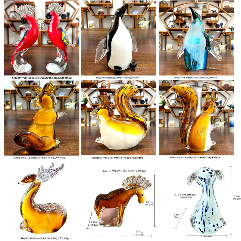 Afralia™ Handmade Crystal Sika Deer Figurine Blown Glass Animal Craft Home Decor