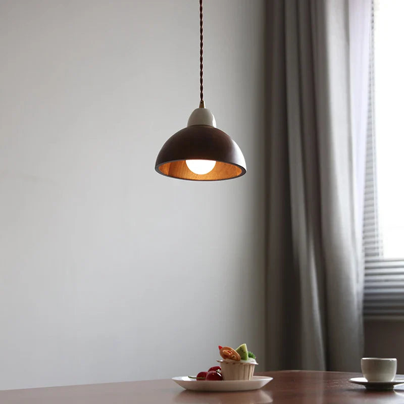 Afralia™ Ceramic Walnut Pendant Light with LED, Adjustable Hanging Lamp