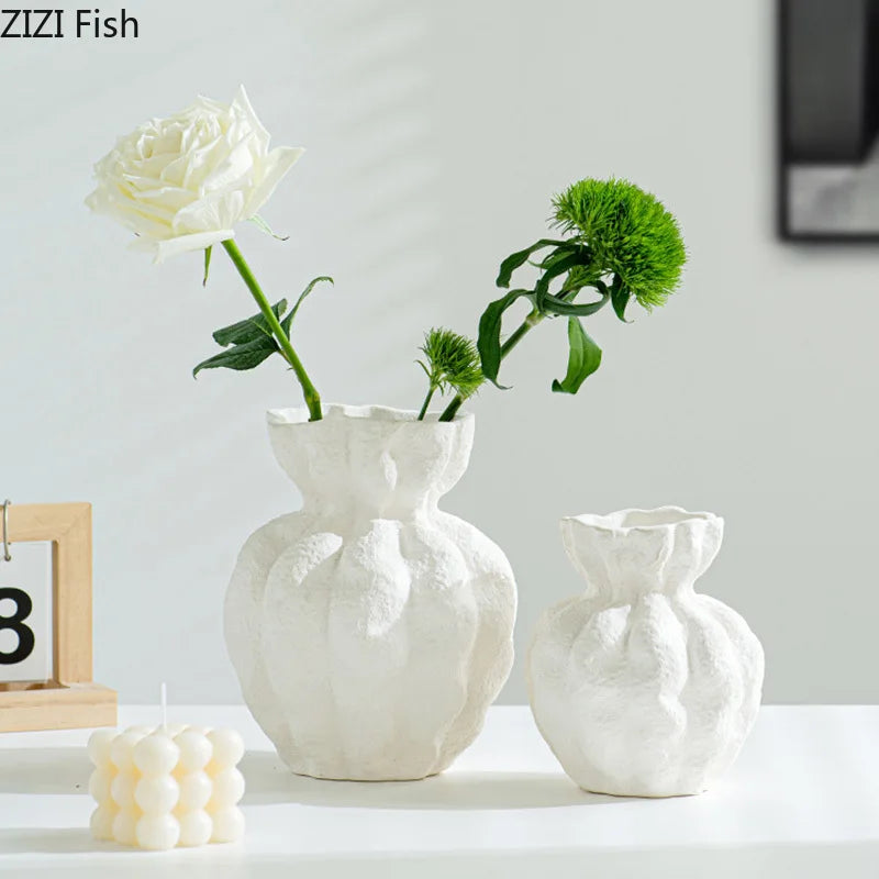 Afralia™ Flower Bud Ceramic Vase | Artificial Floral Arrangement Desk Decoration