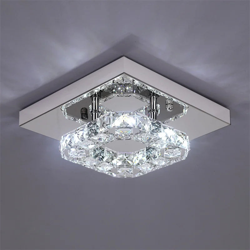 Afralia™ Crystal LED Ceiling Light: Modern Square K9 Chandeliers, Dimmable Stainless Steel Fixture.