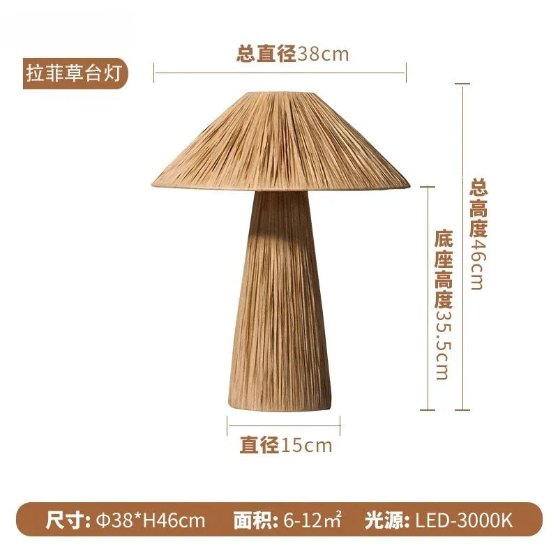 Afralia™ Vintage Handmade Rattan Table Lamp LED E27 for Living Room Bedroom