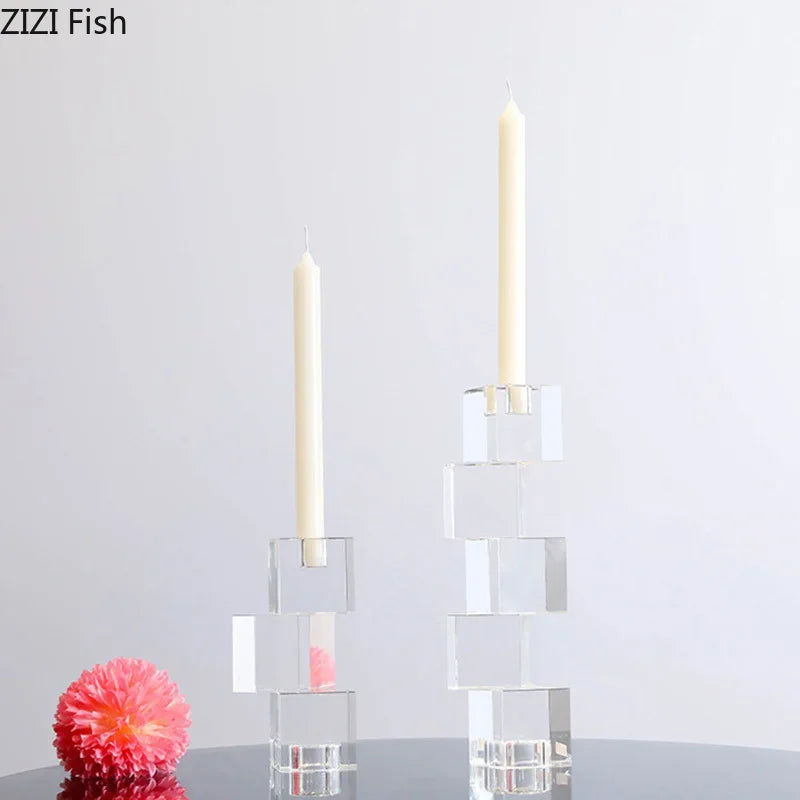 Afralia™ Square Crystal Candle Holders Modern Decor_CUBE