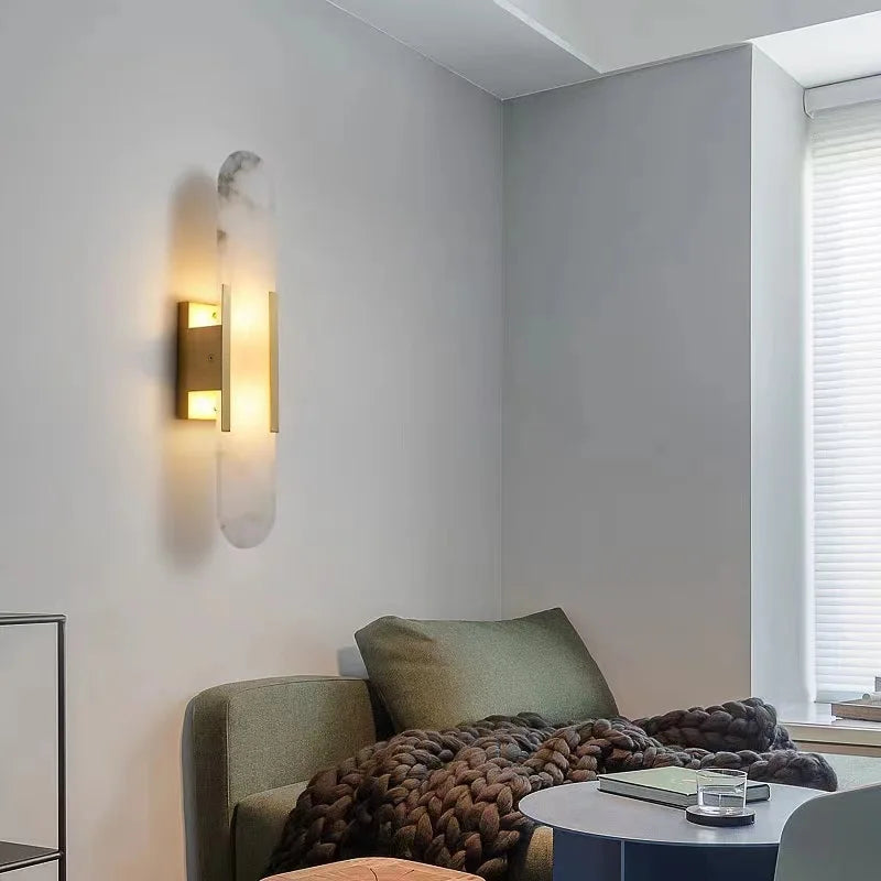 Afralia™ Marble Wall Sconce Light with G4 Bulb for Bedroom and Living Room