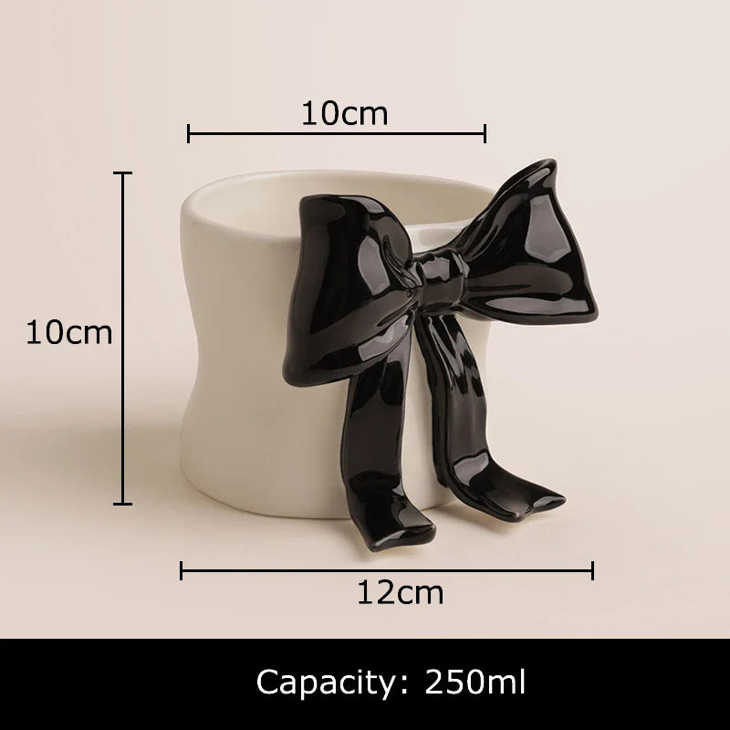 Afralia™ Bowknot Porcelain Coffee Cup | Exquisite Tea Mug for Dining Table
