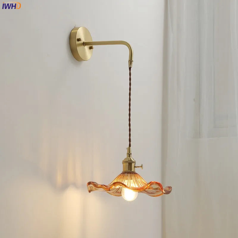 Afralia™ Amber Glass LED Wall Sconce for Home Indoor Lighting