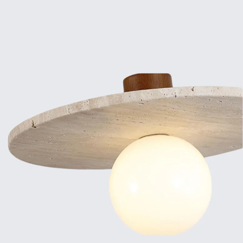 Afralia™ Yellow Travertine Glass LED Pendant Lights for Elegant Interior Decor