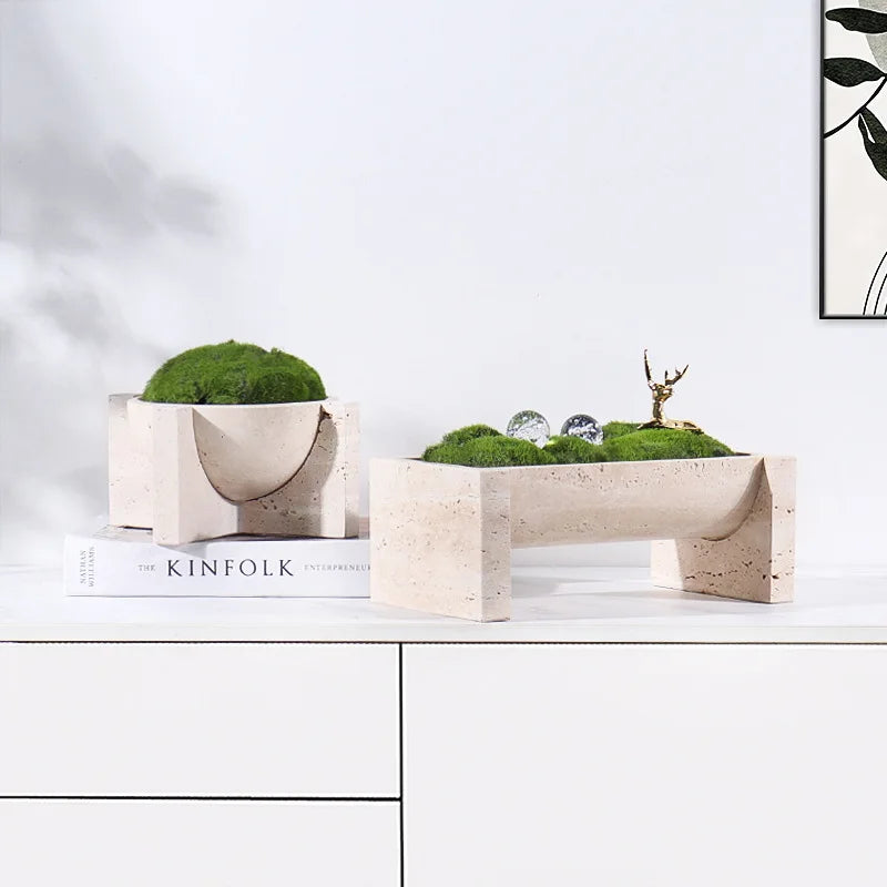 Afralia™ Marble Stone Flower Pots & Tablescape Set for Home & Hotel Decor