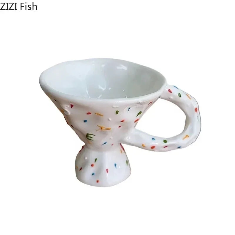 Afralia™ Colorful Icing Suger Decorative Ceramic Mug for Dining Table and Coffee
