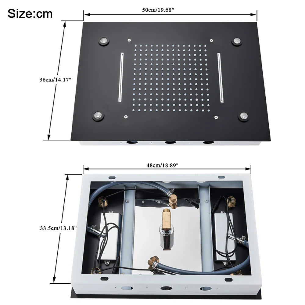 Afralia™ LED Rain Waterfall Shower Head with Remote Control and Color-changing LED - 50*35CM Square