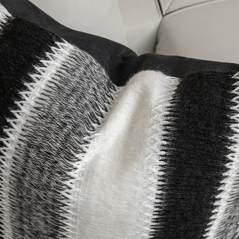 Afralia™ Knitted Crochet Cushion Cover Black Gray White Nordic Simple Luxury Pillowcase