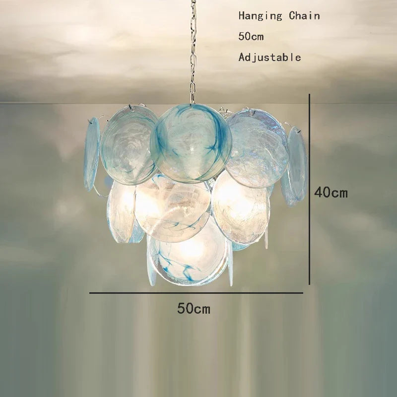Afralia™ Mulano Blue Glass Chandelier - Elegant Art Decor for Dining Room.