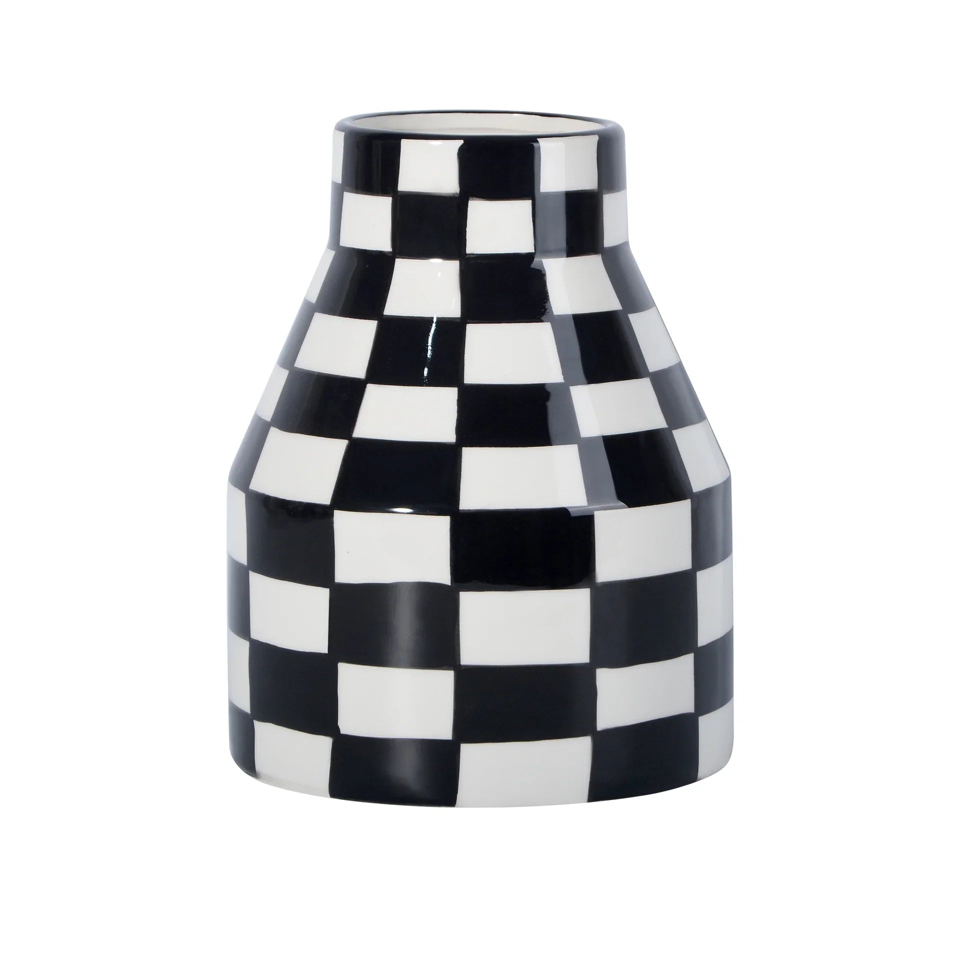 Afralia™ Checkered Ceramic Vase Tall Flowerpot Home Decor Accessory