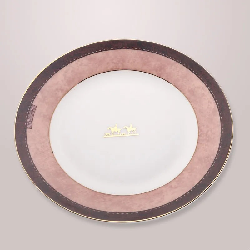 Afralia™ Bone China Tableware Set: Dinner Plate, Coffee Cup, Saucer, Service Plate, Tea Cup