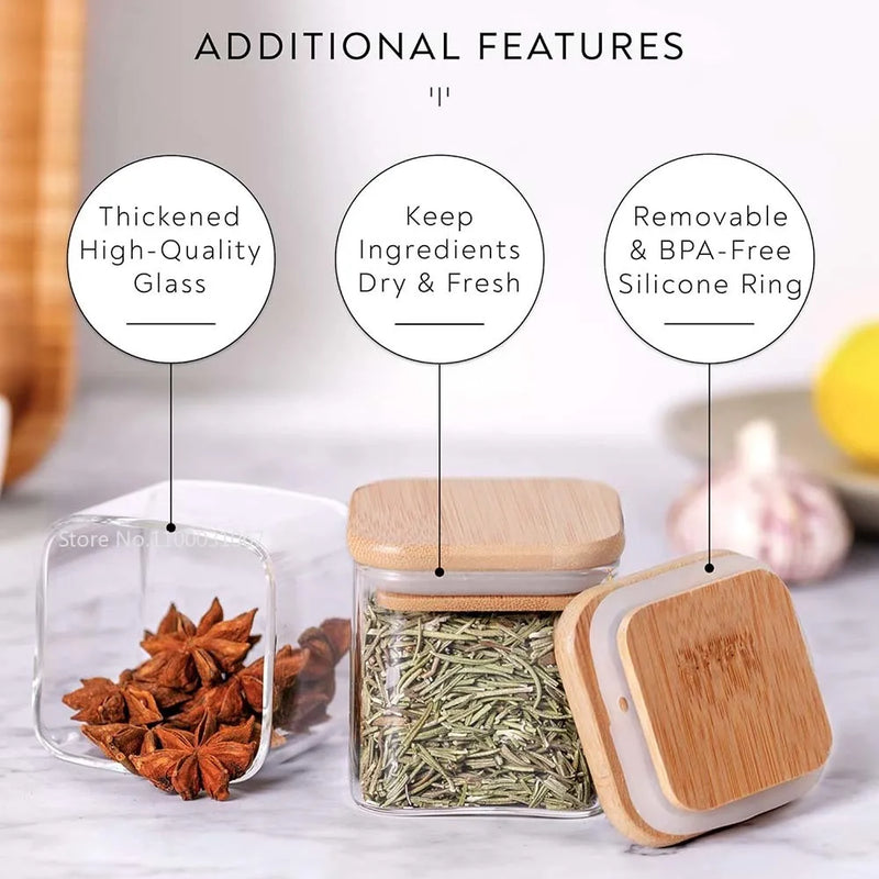 Afralia™ 5oz Glass Jars Set with Bamboo Lids for Tea Coffee Beans Storage