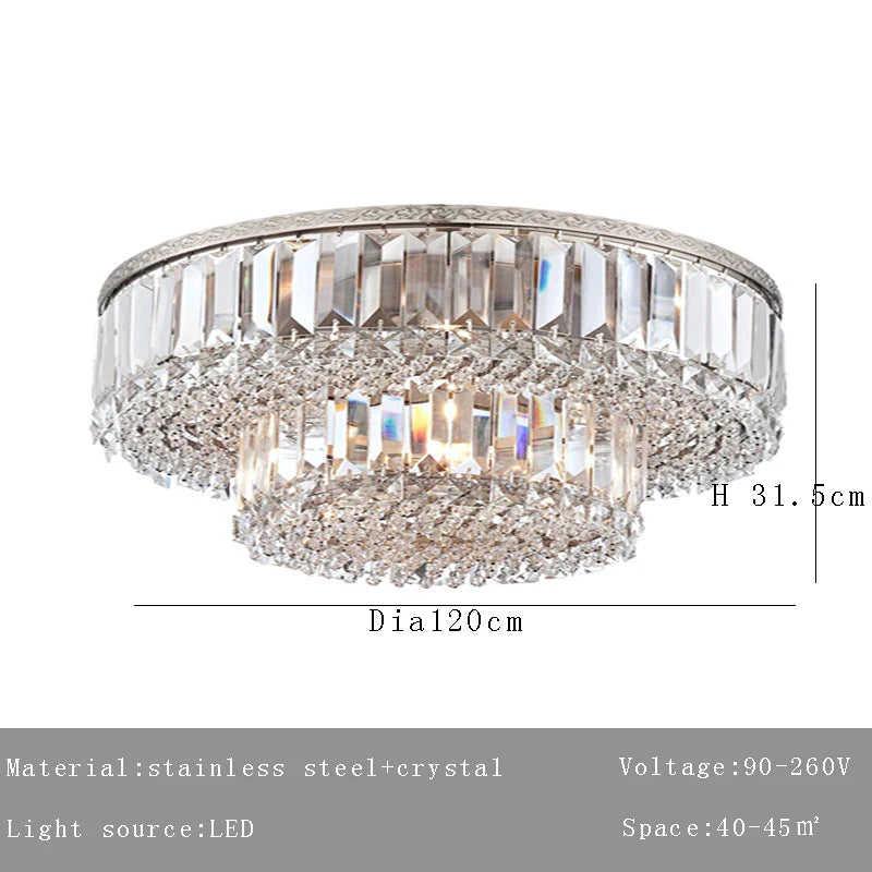 Afralia™ Large Crystal Chandelier Chrome Hanging Lamp for Dining Room Decor