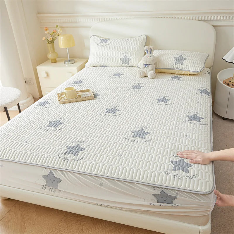 Afralia™ Cute Cartoon Pattern Cooling Fitted Sheet with Natural Latex Fabric